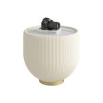 Coffee Table Modern White Round Coffee Table and End Table Set with Ceramic Top For Living Room Office Home Modern Furnitures Tea Table Center Table-White