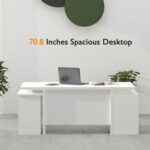 Mahmayi Samtida 193 Modern Executive Workstation Desk with Cabinet Computer and Laptop Desk Wooden Finish Ideal for Home and Office - White