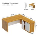 Mahmayi Zelda M225 L-Shape Modern Executive Workstation Desk with Cabinet Easy to Clean Computer and Laptop Ideal for Home and Office - Light Walnut