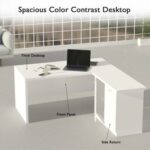 Mahmayi Zelda M225 L-Shape Modern Executive Workstation Desk with Cabinet Easy to Clean Computer and Laptop Ideal for Home and Office - White