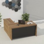 Mahmayi Zelda M225 L-Shape Modern Executive Workstation Desk with Cabinet Easy to Clean Computer and Laptop Ideal for Home and Office - Zabrano