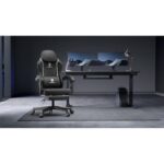 Dowinx Ergonomic Adjustable Gaming Chair with High Back Leather Ideal for Home and Office Use, Head Support, Backrest Tilt, Footrest, and Massage Lumbar Support for Ultimate Comfort -Black