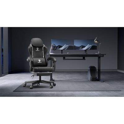 Dowinx Ergonomic Adjustable Gaming Chair with High Back Leather Ideal for Home and Office Use, Head Support, Backrest Tilt, Footrest, and Massage Lumbar Support for Ultimate Comfort -Black - Image 2