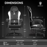 Dowinx Ergonomic Adjustable Gaming Chair with High Back Leather Ideal for Home and Office Use, Head Support, Backrest Tilt, Footrest, and Massage Lumbar Support for Ultimate Comfort -White