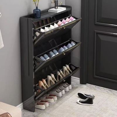 Modern Style Shoes Cabinet-Glossy Finish -Black - Image 3