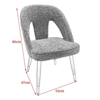 Maple Home Dining Chair Fabric Armless Curved Open Backrest Black Metal Legs Soft Comfortable Wide Seat Lounge Living Office Saloon Furniture - Image 5