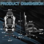 Mahmayi LT RC001 Ergonomic High Back Gaming Chair with Footrest Faux Leather, Office PC Computer Executive Swivel Rolling Chair with Lumber Support and Headrest Ideal for Home and Office - Black and White