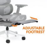 Executive Computer Office Chair-Advanced Ergonomics, High-Back, Breathable Mesh-Adjustable Lumbar Support, Footrest, Headrest, Seat Depth, Foldable Armrests-Aluminum Swivel Base (Grey)
