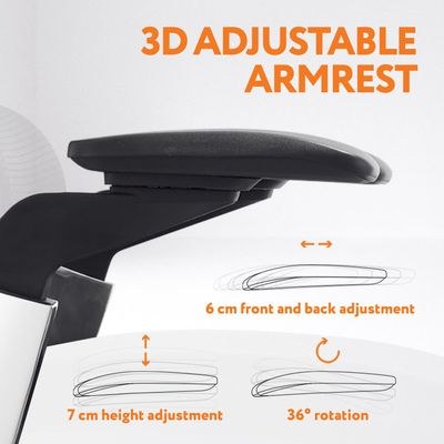 Premium Office Chair-Ergonomic Dynamic Backrest, Synchro Reclining, High-Back, Lumbar Support, Breathable Mesh-Adjustable Headrest, Seat Depth, Soft 4D Armrests-Aluminum Frame - Image 4