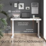 Electric Height Adjustable Desk-Sit-Stand Workstation with Drawer, Wireless Charging, Tempered Glass, Memory Control, Child Lock, Dual USB and Type-C Ports-White Home Office Desk