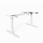 Electric Height-Adjustable Standing Desk Frame, Ergonomic Sit-Stand Workstation, Customizable Height, Dual Motor Design, Smart Controller for Home & Office, White (Frame Only)