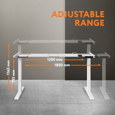 Electric Height-Adjustable Standing Desk Frame, Ergonomic Sit-Stand Workstation, Customizable Height, Dual Motor Design, Smart Controller for Home & Office, White (Frame Only) - Image 3