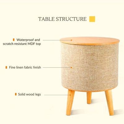 Nourest 3 in 1 Smart Wireless Charging Table with Bluetooth Speakers & USB Station-50W Oak colour - Image 3