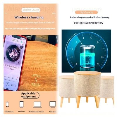 Nourest 3 in 1 Smart Wireless Charging Table with Bluetooth Speakers & USB Station-50W Oak colour - Image 5