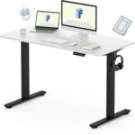 Flexispot Modern 120 x 60 cms White Standing Desk with Adjustable Legs, Sturdy Anti-Rust Steel Frames Ideal for Home and Office