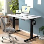 Flexispot Modern 120 x 60 cms White Standing Desk with Adjustable Legs, Sturdy Anti-Rust Steel Frames Ideal for Home and Office