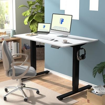 Flexispot Modern 120 x 60 cms White Standing Desk with Adjustable Legs, Sturdy Anti-Rust Steel Frames Ideal for Home and Office - Image 2