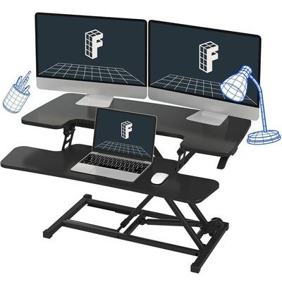 Flexispot Modern 35 Inch Height Adjustable Sit to Stand-up Desk with Keyboard Trey, Ergonomic 2-Tier Computer Workstation Desk Ideal for Home and Office - Black