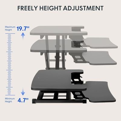 Flexispot Modern 35 Inch Height Adjustable Sit to Stand-up Desk with Keyboard Trey, Ergonomic 2-Tier Computer Workstation Desk Ideal for Home and Office - Black - Image 5