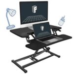 Flexispot Modern 28 Inch Height Adjustable Sit to Stand-up Desk with Keyboard Trey, Ergonomic 2-Tier Computer Workstation Desk Ideal for Home and Office - Black