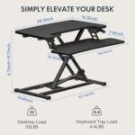 Flexispot Modern 28 Inch Height Adjustable Sit to Stand-up Desk with Keyboard Trey, Ergonomic 2-Tier Computer Workstation Desk Ideal for Home and Office - Black