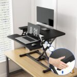 Flexispot Modern 28 Inch Height Adjustable Sit to Stand-up Desk with Keyboard Trey, Ergonomic 2-Tier Computer Workstation Desk Ideal for Home and Office - Black