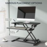 Flexispot Modern 28 Inch Height Adjustable Sit to Stand-up Desk with Keyboard Trey, Ergonomic 2-Tier Computer Workstation Desk Ideal for Home and Office - Black