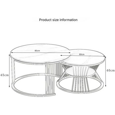 Round Nesting Coffee Table, Durable Steel Base Center Table Set of 2, for Living room Balcony Garden Office - Image 4