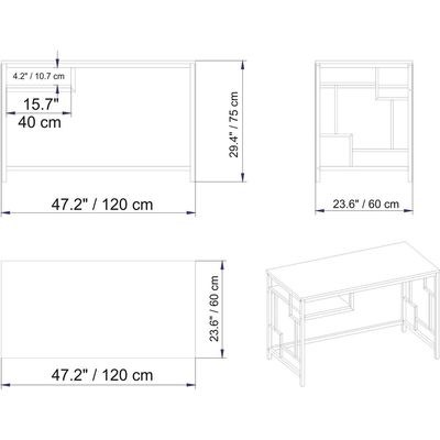 Victory Computer Desk with a Metal Frame 120 cm | Work Table - Image 4