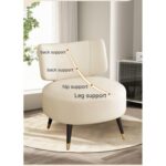 Single Chair, Upholstered Leather Accent Chair, Modern Armless Wide Seat Reading Chair, Cozy Lazy Chair for Living room Bedroom Office Corner