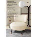 Single Chair, Upholstered Leather Accent Chair, Modern Armless Wide Seat Reading Chair, Cozy Lazy Chair for Living room Bedroom Office Corner