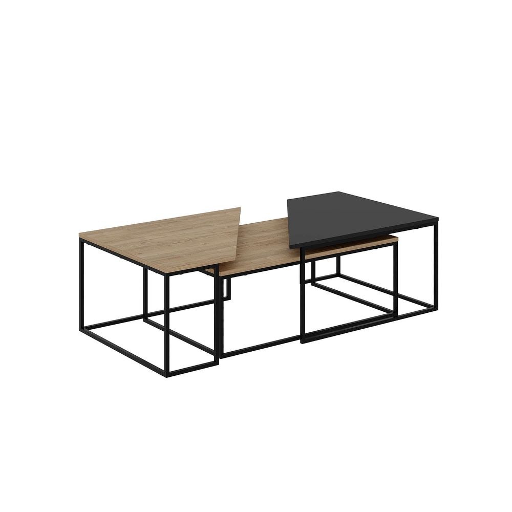 Mourah Ohlady Coffee Table 110 CM - Oak/Oak/Silky Black - 2 Years Warranty - Image 4