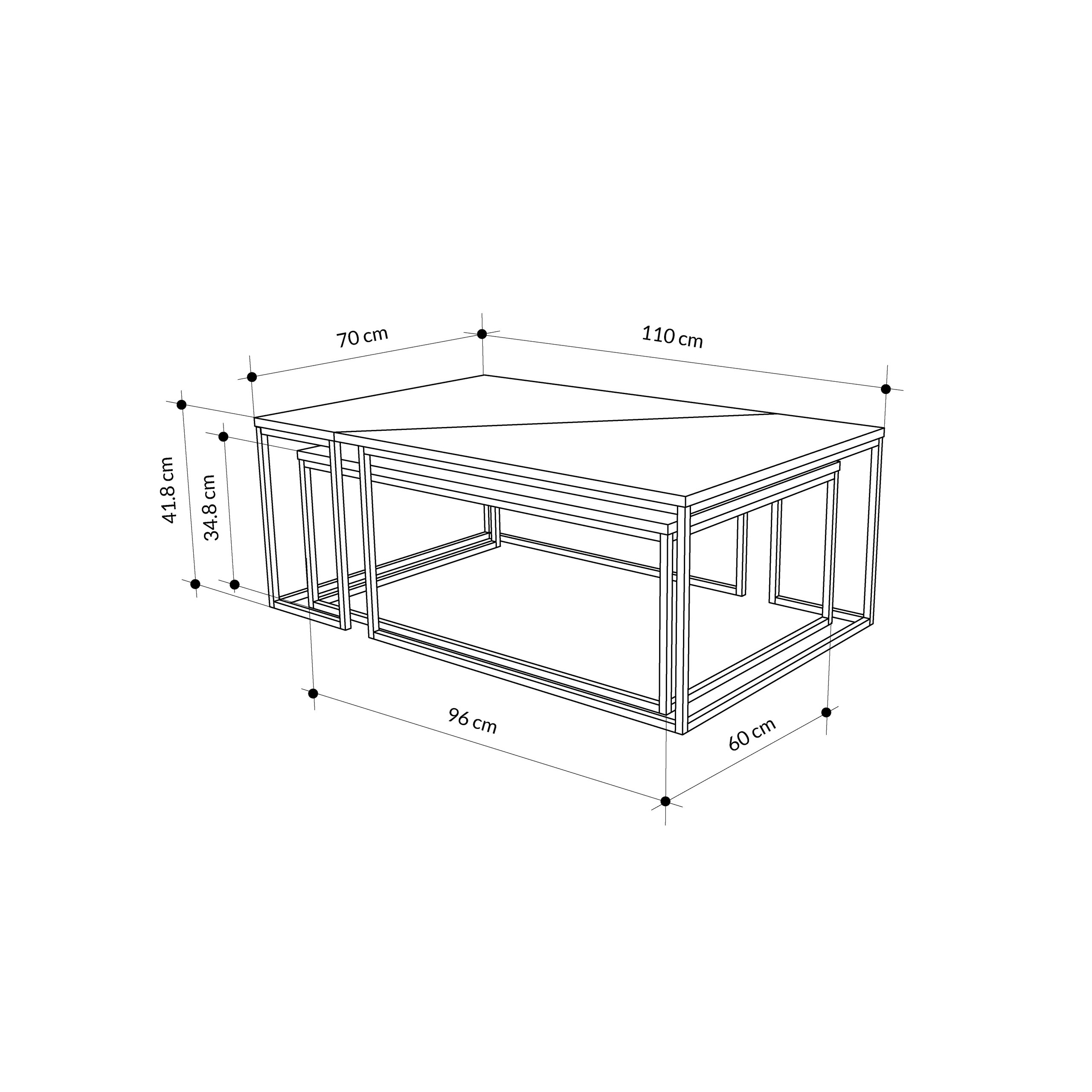 Mourah Ohlady Coffee Table 110 CM - Oak/Oak/Silky Black - 2 Years Warranty - Image 5