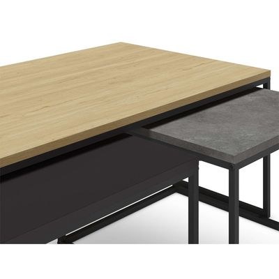 Mourah Camelia Coffee Table - Oak/Retro Grey/Silky Black - 2 Years Warranty - Image 3