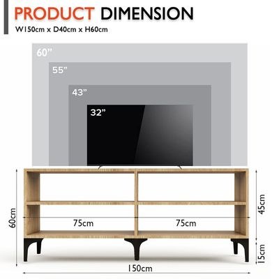 Mahmayi Modern TV Stand with 4 Open Shelves, Monitor and TV Stand for Home and Office, PC Desk Stand Monitor Riser for Keyboard Storage, Laptop, Printer - Light Imperia - Image 3
