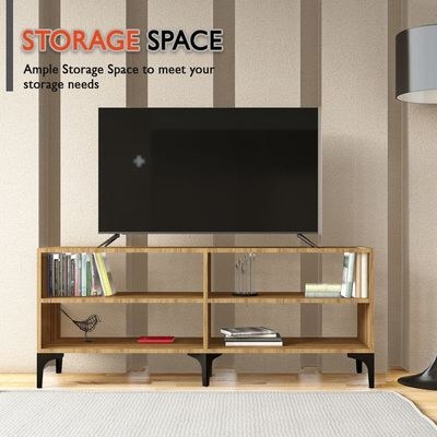 Mahmayi Modern TV Stand with 4 Open Shelves, Monitor and TV Stand for Home and Office, PC Desk Stand Monitor Riser for Keyboard Storage, Laptop, Printer - Zabrano - Image 5