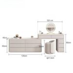 Dressing Table Organizer with Mirror Light, Dressing Table with Chair, Modern style Vanity Table for Women's Makeup Desk with Storage Drawers, Women's Bedroom Vanity Desk - Light Gray