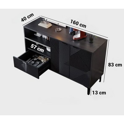 Elegant Black Sideboard 160cm Width - Image 4