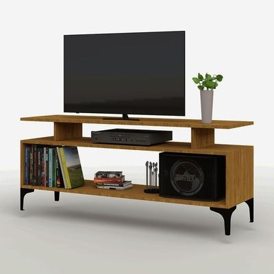 Mahmayi Modern Multipurpose Wooden Media Console with Storage Shelves Ideal for Living Room, Bedroom and Office - Zabrano