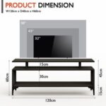 Mahmayi Modern Multipurpose Wooden Media Console with Storage Shelves Ideal for Living Room, Bedroom and Office - Black
