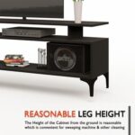 Mahmayi Modern Multipurpose Wooden Media Console with Storage Shelves Ideal for Living Room, Bedroom and Office - Black