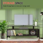 Mahmayi Modern Multipurpose Wooden Media Console with Storage Shelves Ideal for Living Room, Bedroom and Office - Black