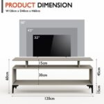 Mahmayi Modern Multipurpose Wooden Media Console with Storage Shelves Ideal for Living Room, Bedroom and Office - Light Grey