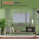Mahmayi Modern Multipurpose Wooden Media Console with Storage Shelves Ideal for Living Room, Bedroom and Office - Light Grey