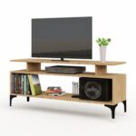 Mahmayi Modern Multipurpose Wooden Media Console with Storage Shelves Ideal for Living Room, Bedroom and Office - Light Imperia