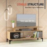 Mahmayi Modern Multipurpose Wooden Media Console with Storage Shelves Ideal for Living Room, Bedroom and Office - Light Imperia