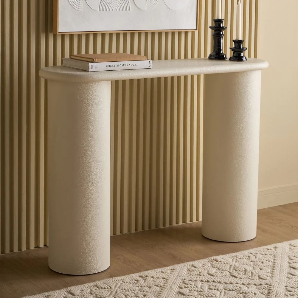 Design Box Pillar Console Table- Ivory
