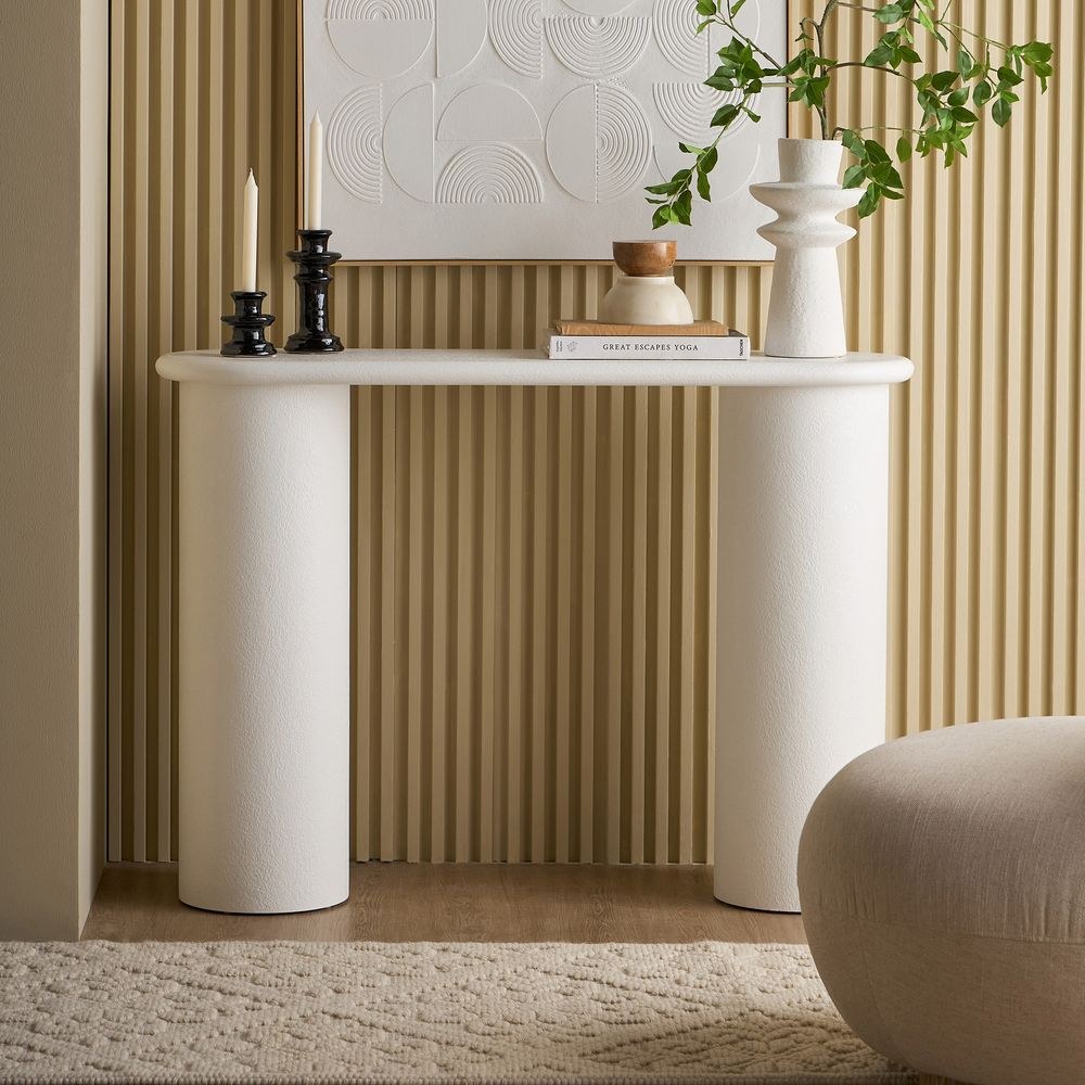 Design Box Pillar Console Table- White