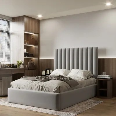 Coco W 200 x L 200 Super King Upholstered Bed -Silver With 1-Year Warranty - Image 2