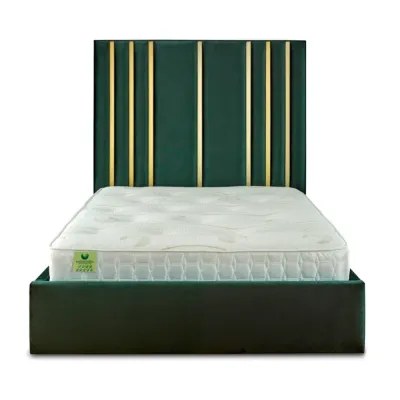 Emerald W 200 x L 200 Super King Upholstered Metal Bed -Green With 1-Year Warranty